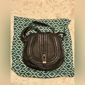 Black leather saddle bag